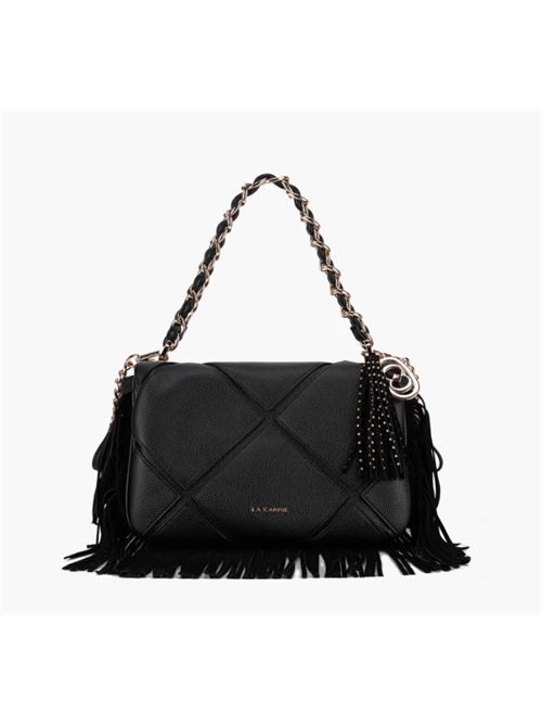 isabel with fringes big shoulder bag synt.tumbled LA CARRIE | 152M-BG-101-TBSBLACK